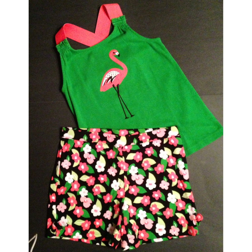 Gymboree Flamingo Floral Halter Top & Shorts LOT 10 VGUC